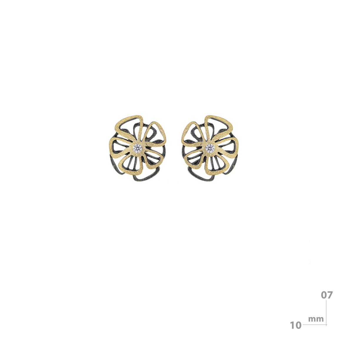 Silver, gold and diamond earrings