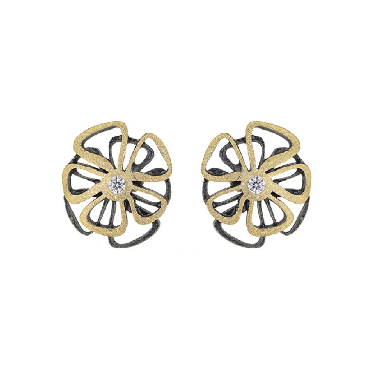 Silver, gold and diamond earrings