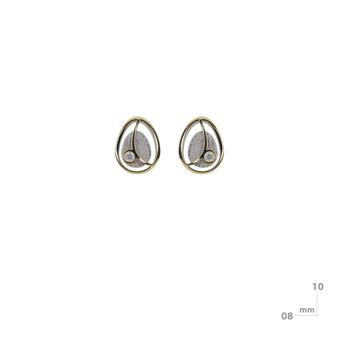 Pendientes de plata, oro y brillante