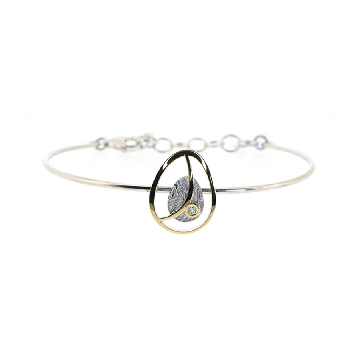 Pulsera de plata, oro y brillante