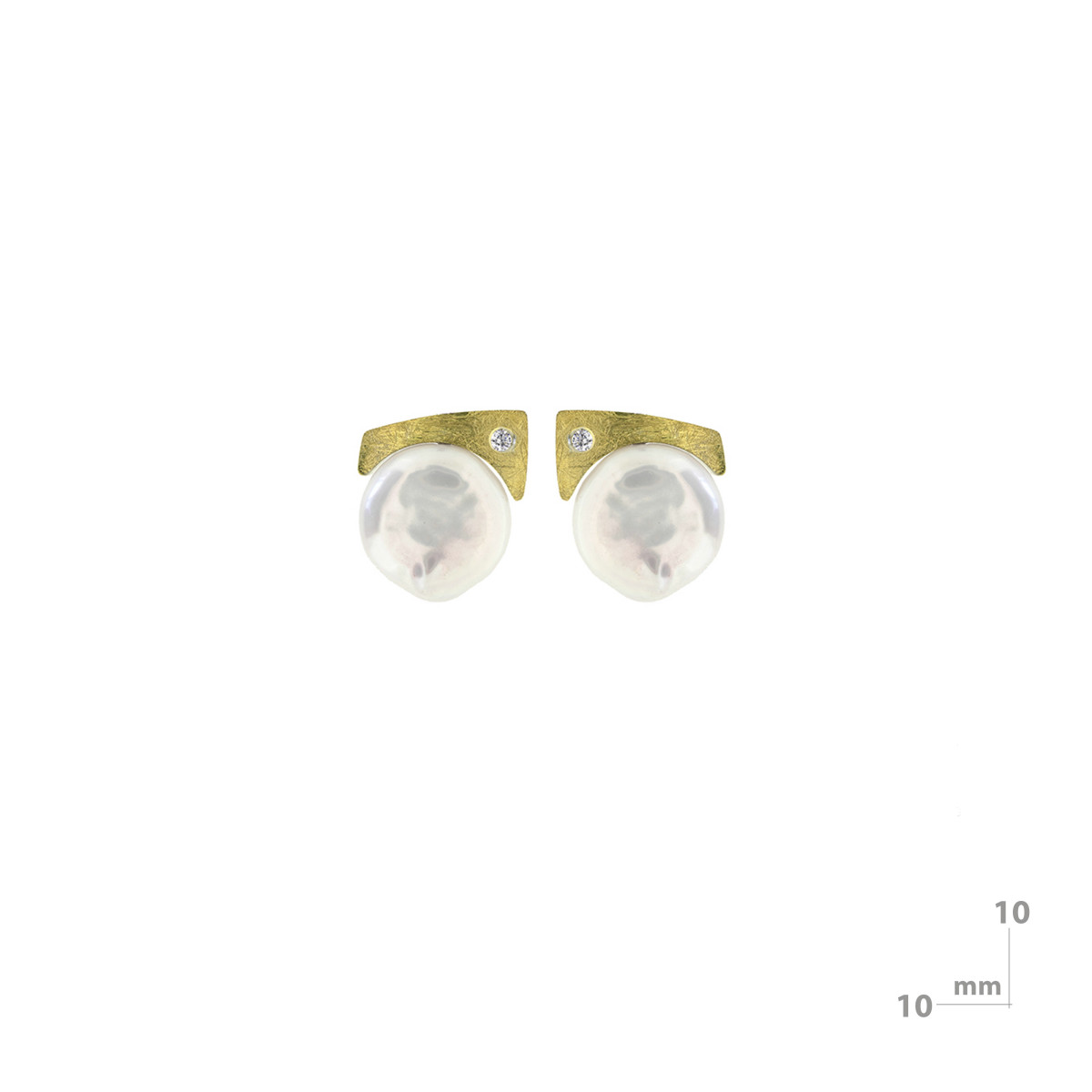 Pendientes de plata, oro, perla cultivada y brillante