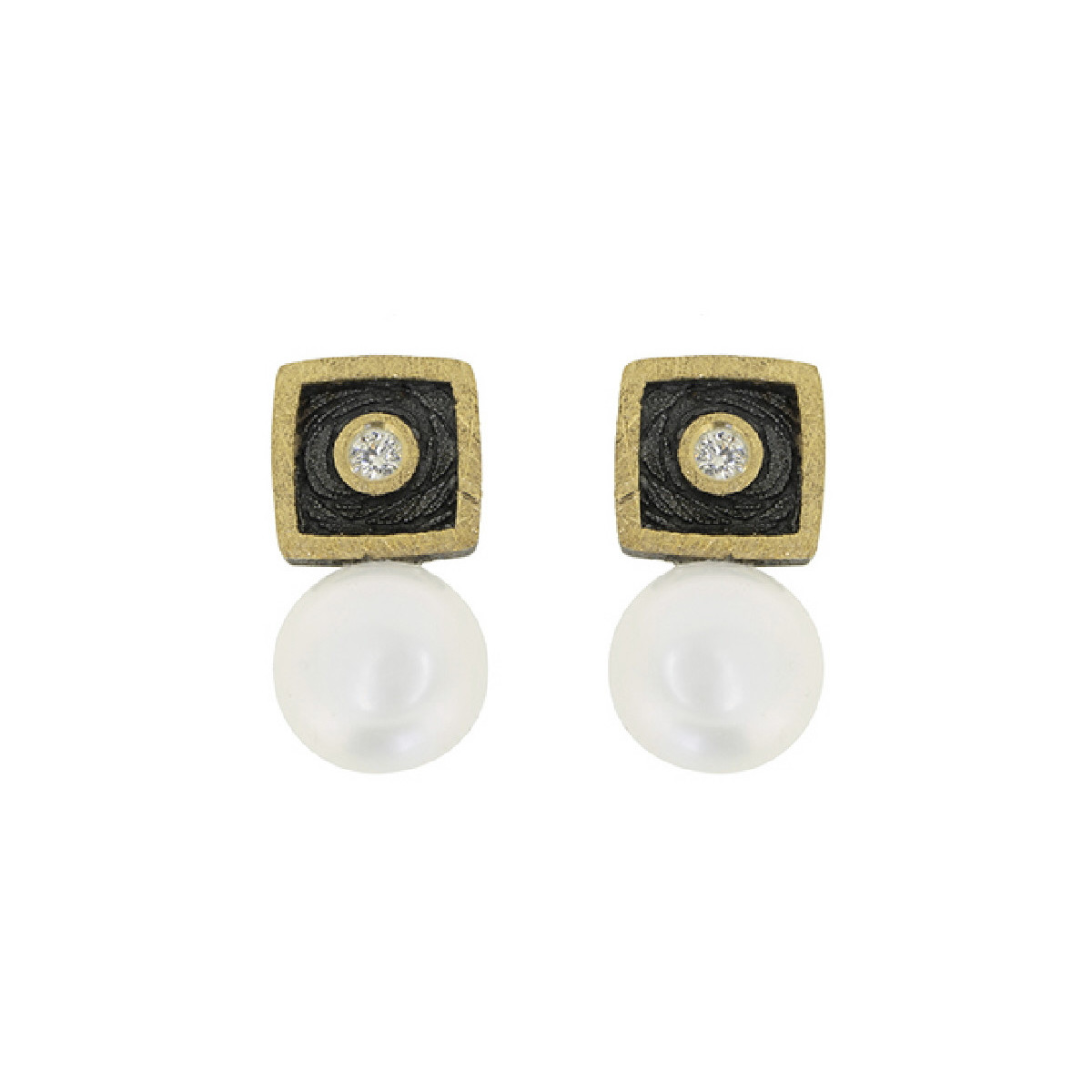 Silver, gold, cultured and shiny pearl earrings