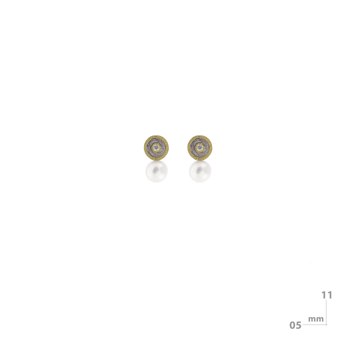 Pendientes de plata, oro, perla cultivada y brillante