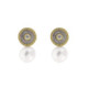 Pendientes de plata, oro, perla cultivada y brillante
