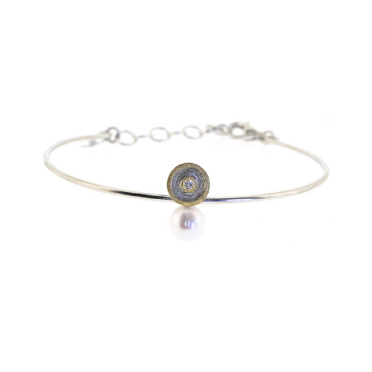 Pulsera de plata, oro y brillante