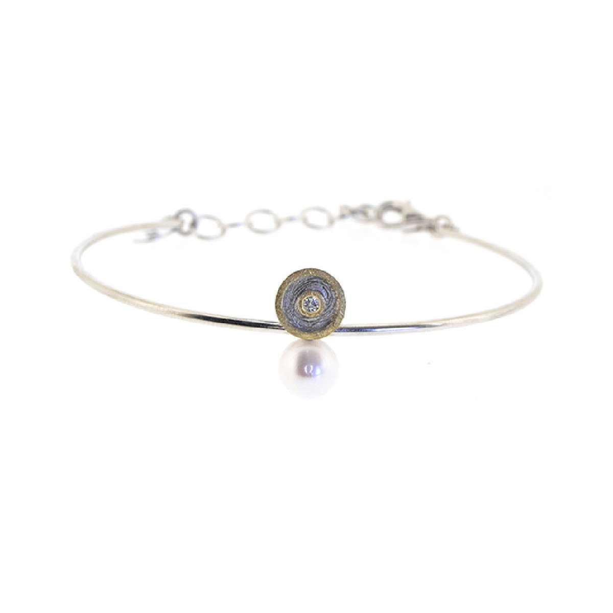Pulsera de plata, oro y brillante
