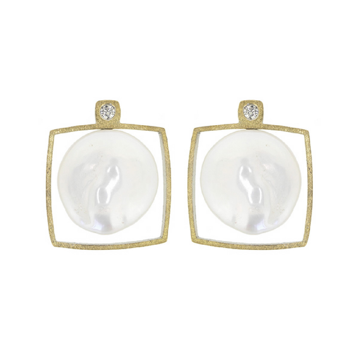 Arrecades de plata, or, perla i brillants