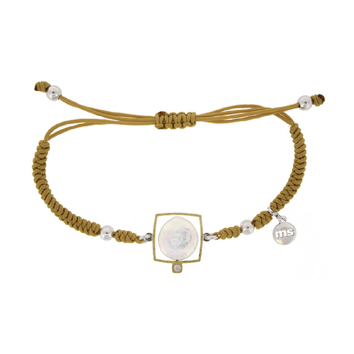 Silver, gold, cultured and shiny pearl bracelet