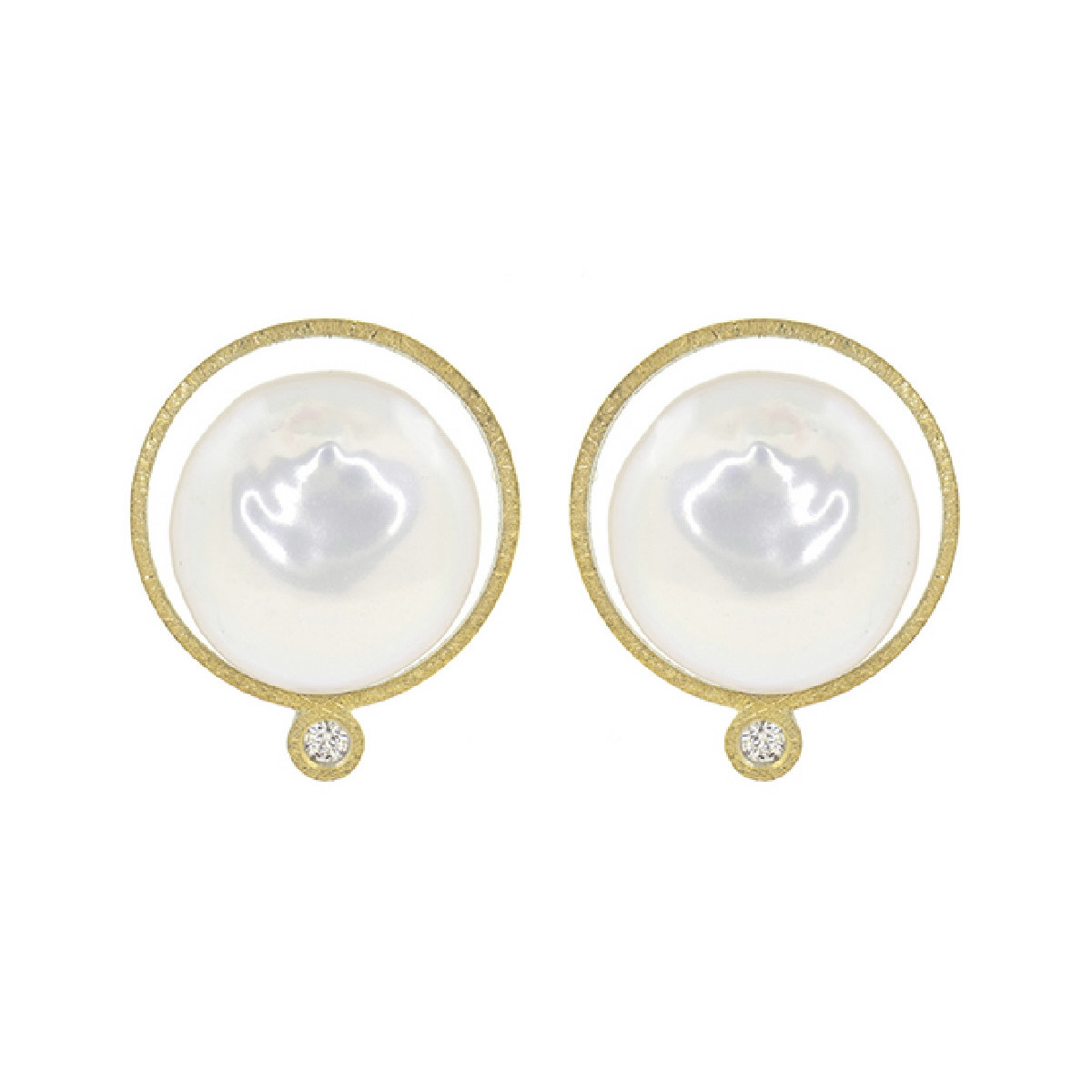 Silver, gold, cultured pearl and brilliant earrings
