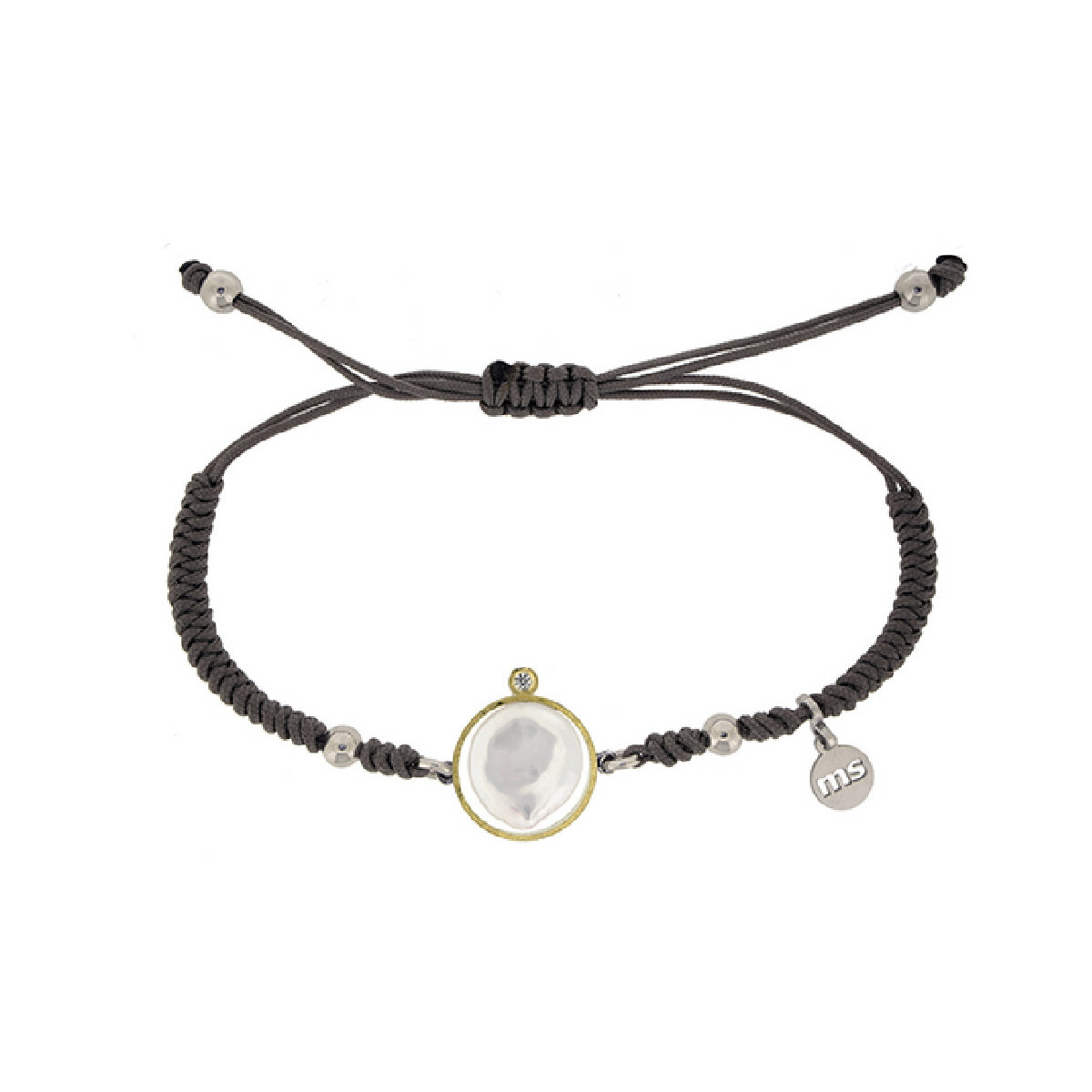 Pulsera de plata, oro, perla cultivada y brillante