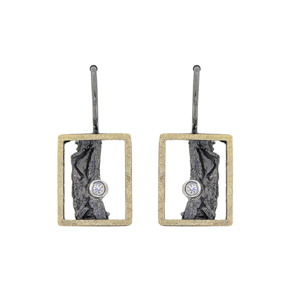 Silver, gold and diamond earrings