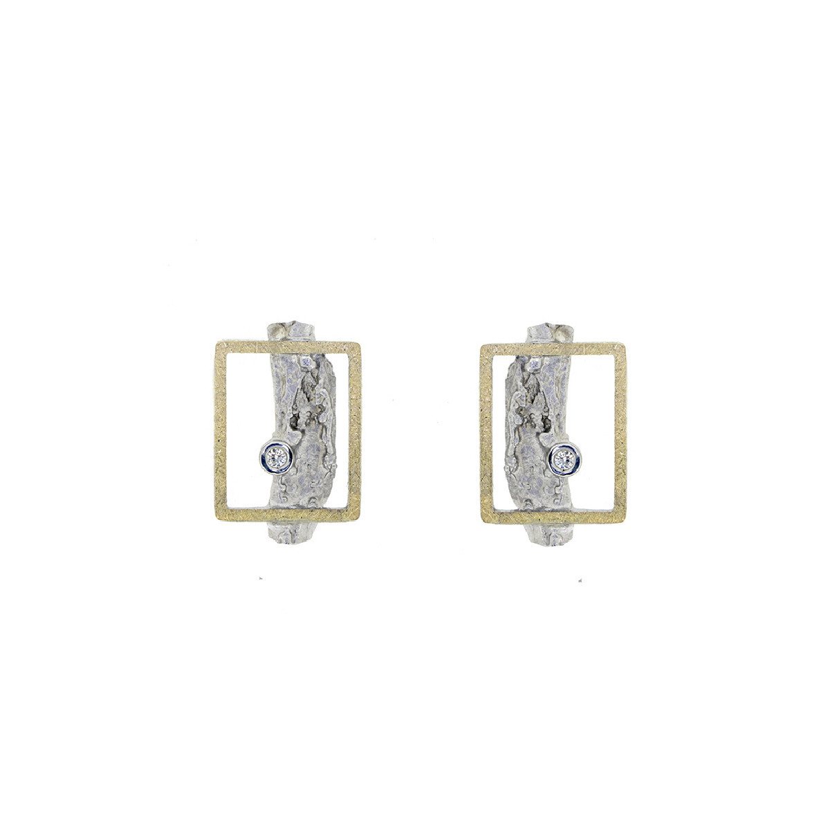 Silver, gold and diamond earrings