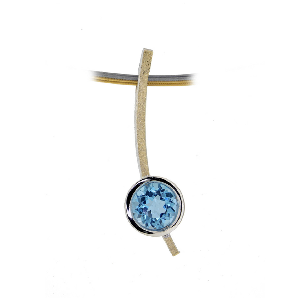 Penjoll de plata, or i topaci blau