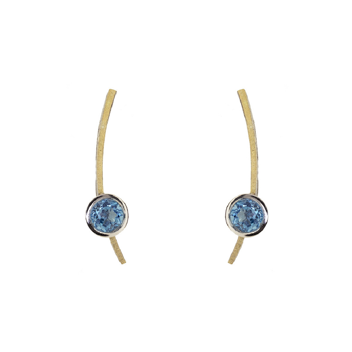 Pendientes de plata, oro y topacio azul