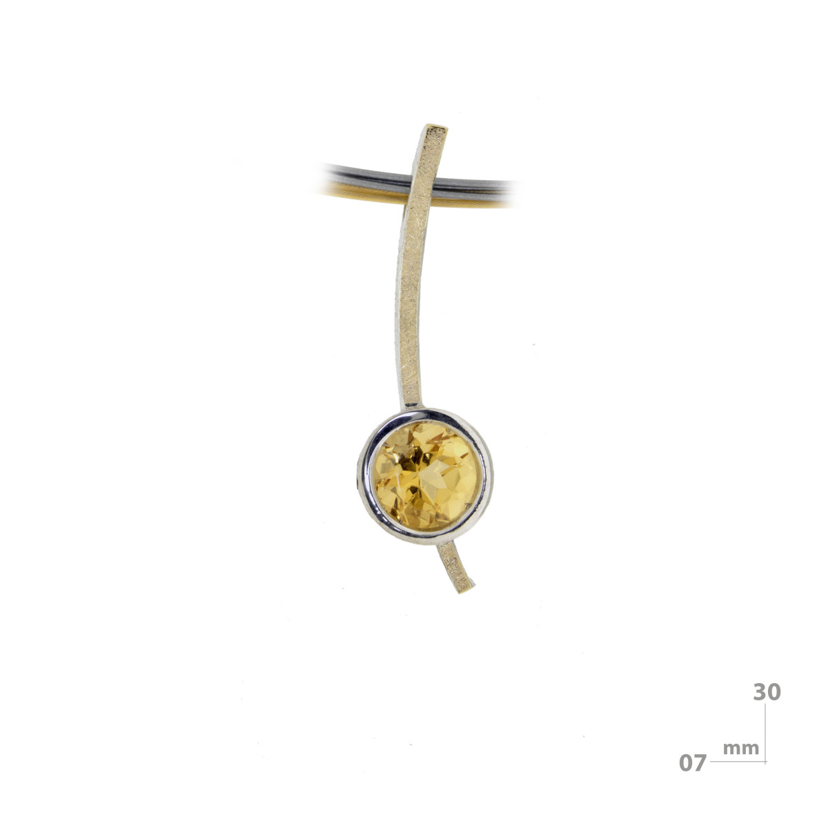 Silver, gold and citrine pendant