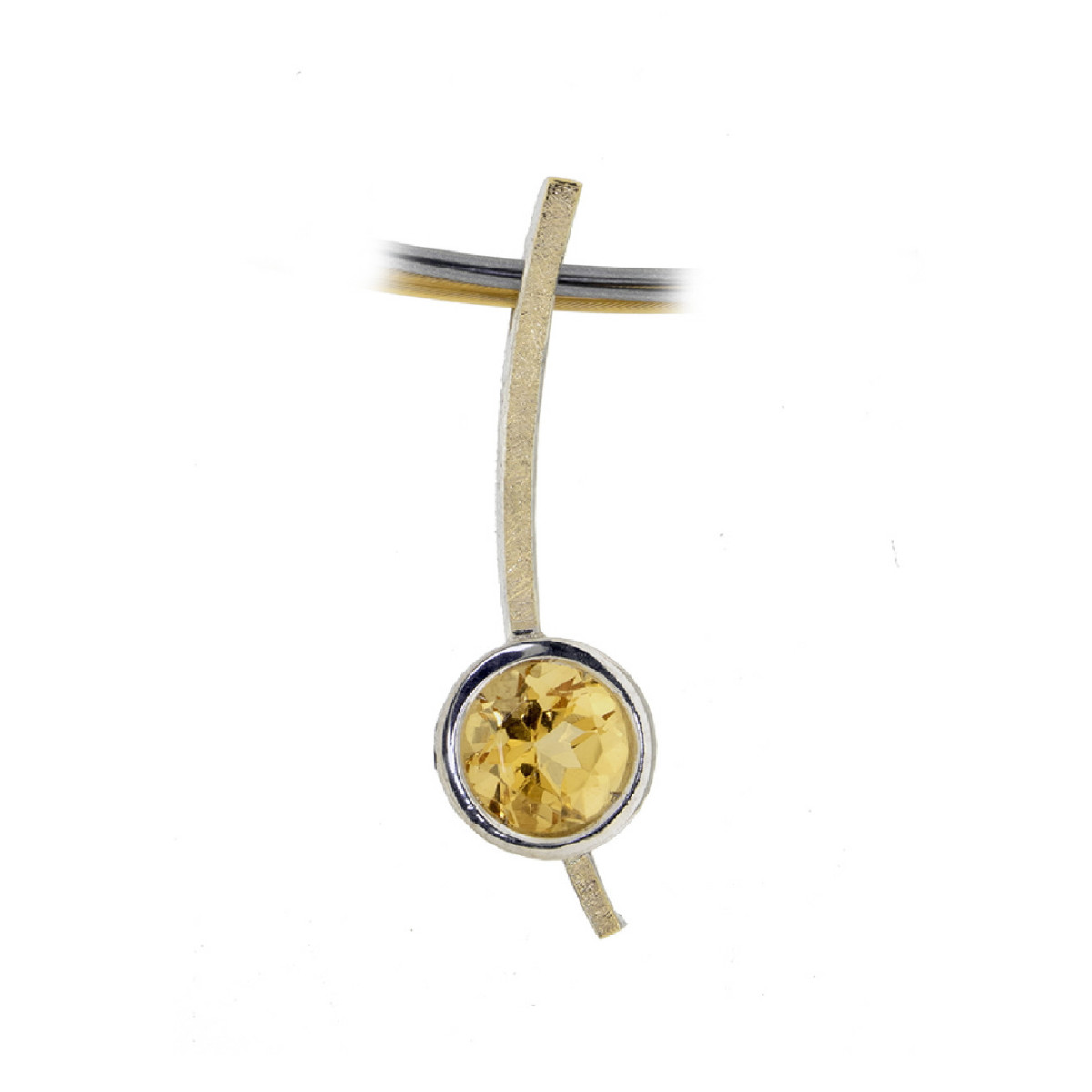 Silver, gold and citrine pendant
