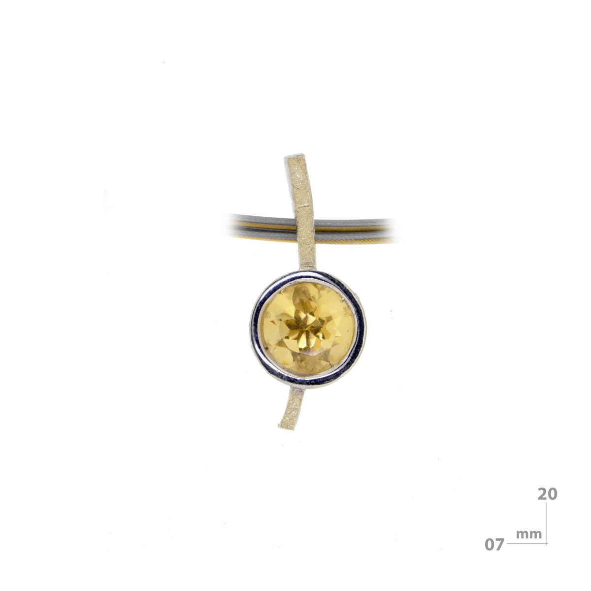 Silver, gold and citrine pendant