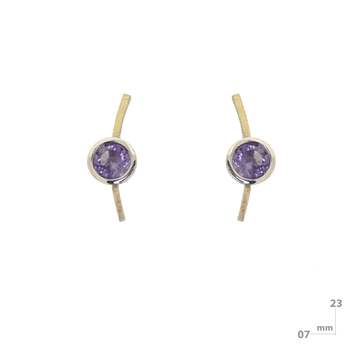 Pendientes de plata, oro y amatista