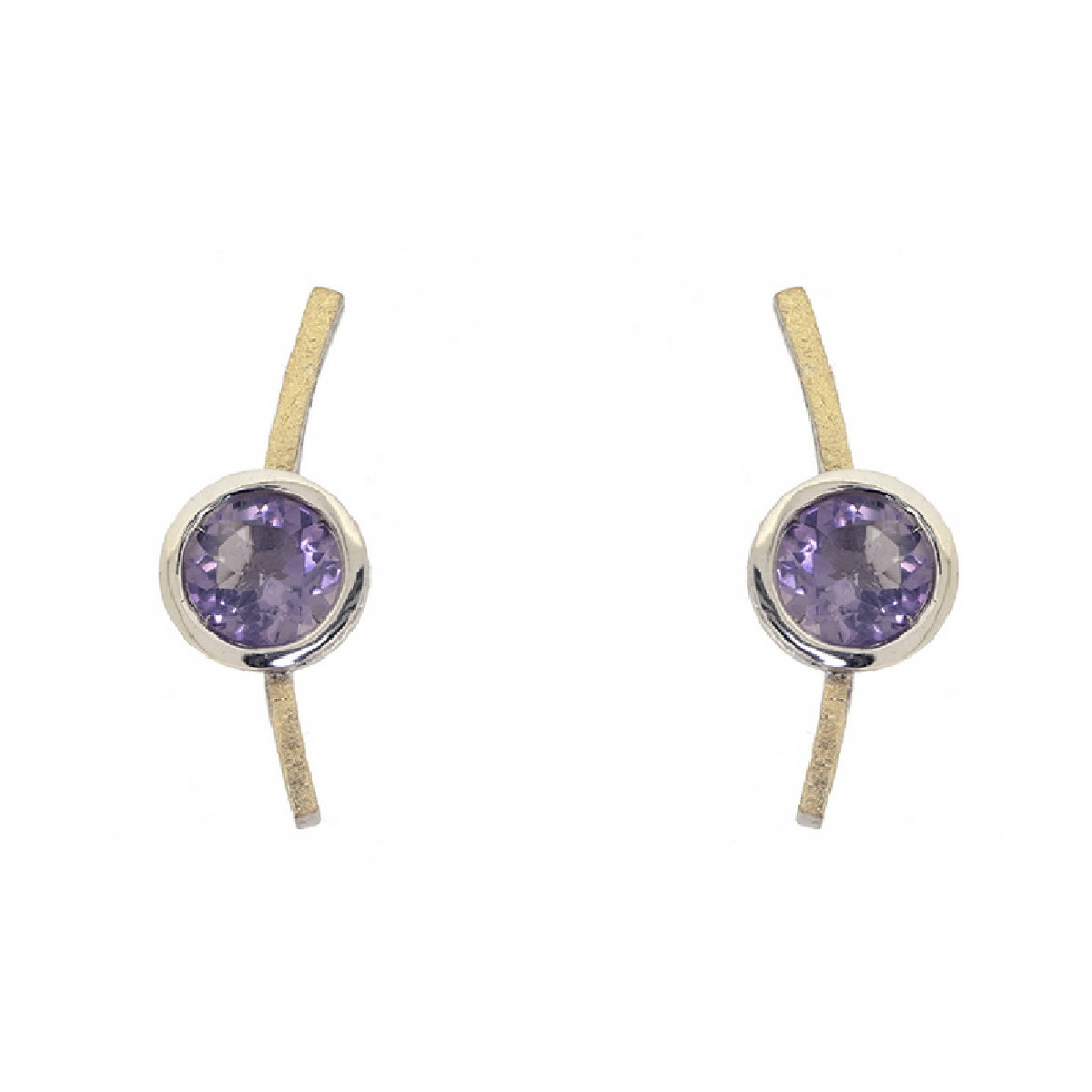 Pendientes de plata, oro y amatista