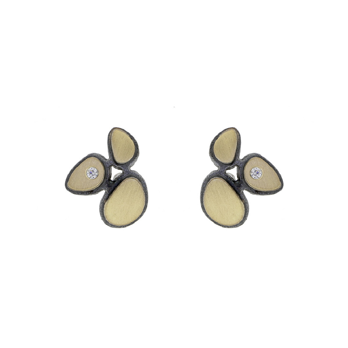Pendientes de plata, oro y brillante