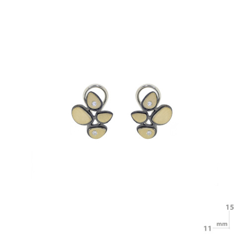 Pendientes de plata, oro y brillante