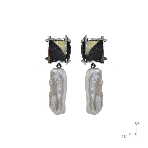 Arrecades de plata, or i perla barroca