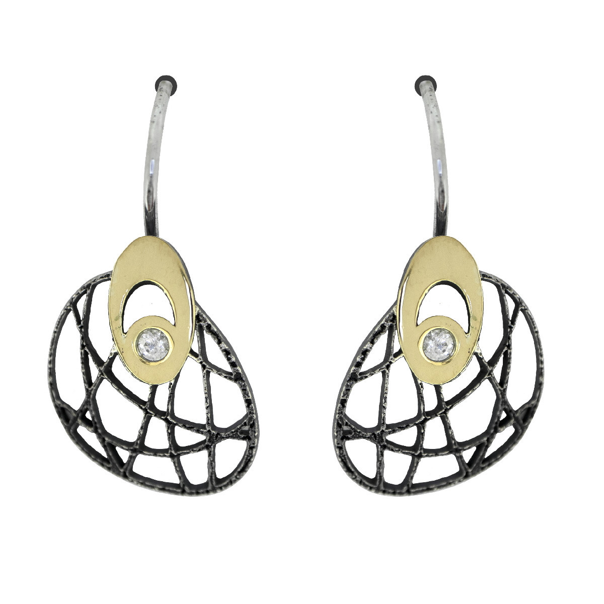 Arrecades de plata, or i brillants