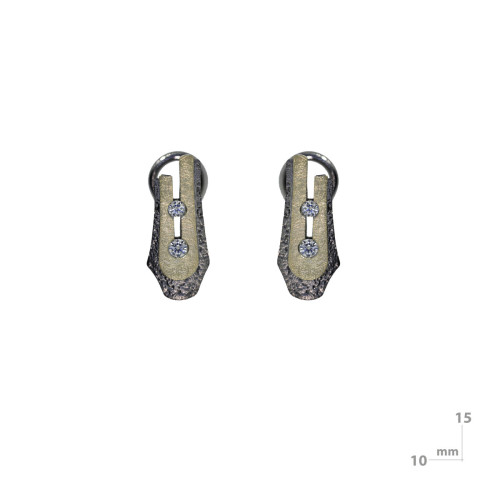 Pendientes de plata, oro y DIAMANT