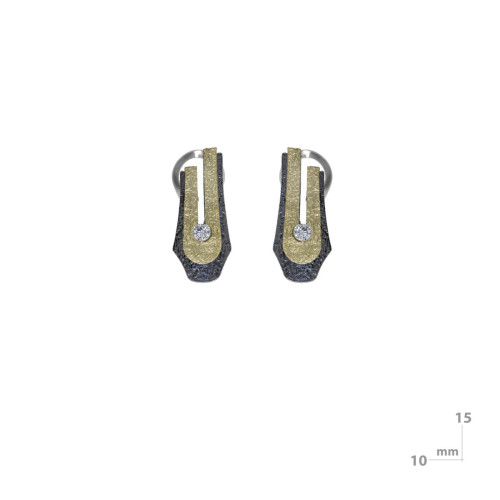 Pendientes de plata, oro y DIAMANT