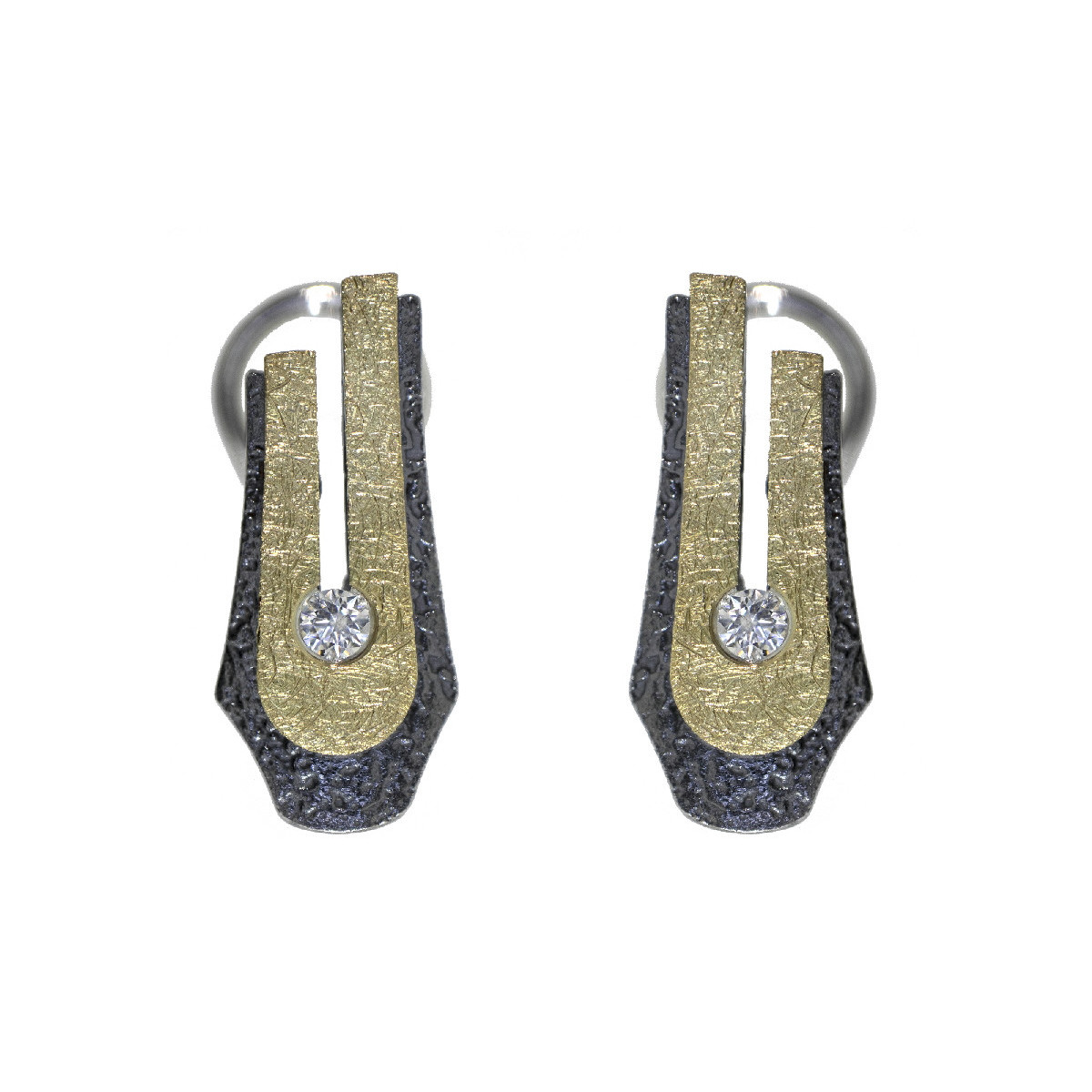 Arracades de plata, or i brillants