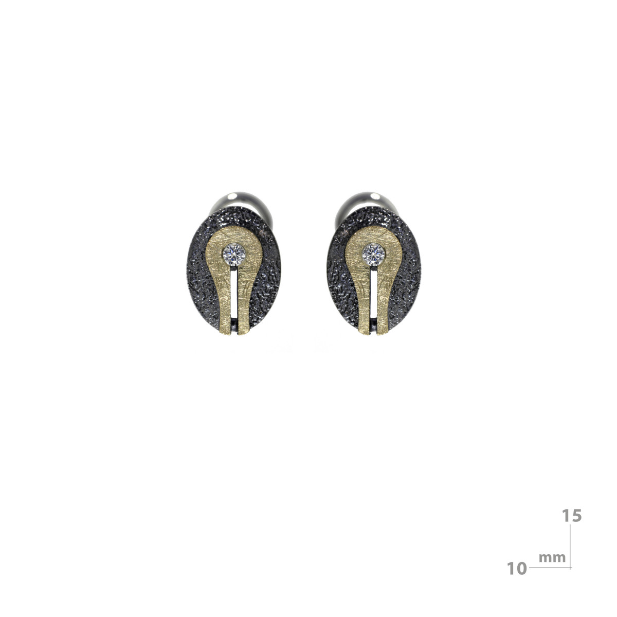 Silver, gold and diamond earrings