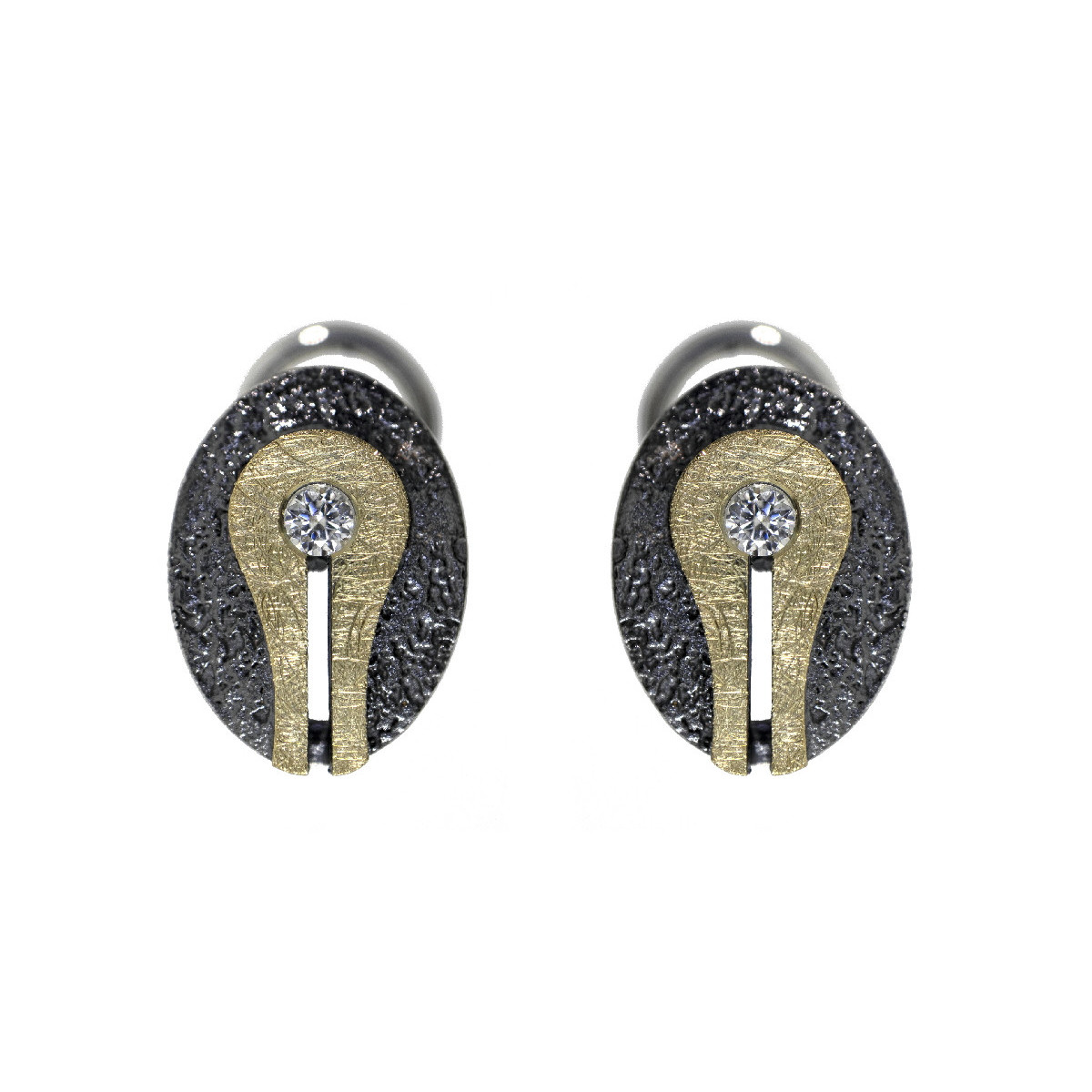 Silver, gold and diamond earrings