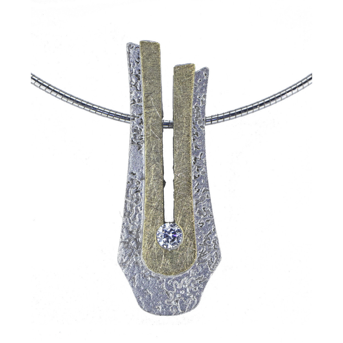 Silver, gold and brilliant pendant