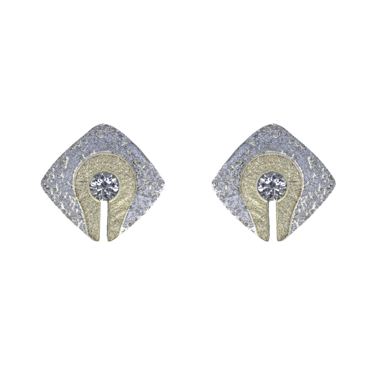 Pendientes de plata, oro y brillantes