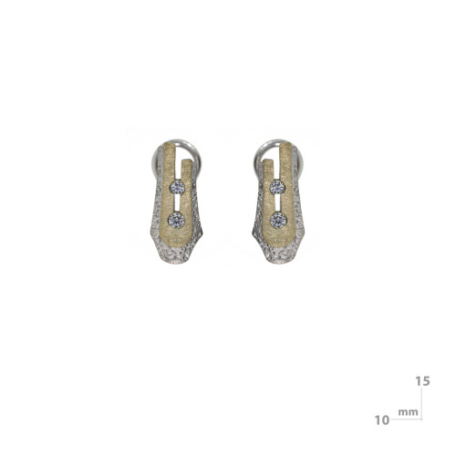 Pendientes de plata, oro y brillantes