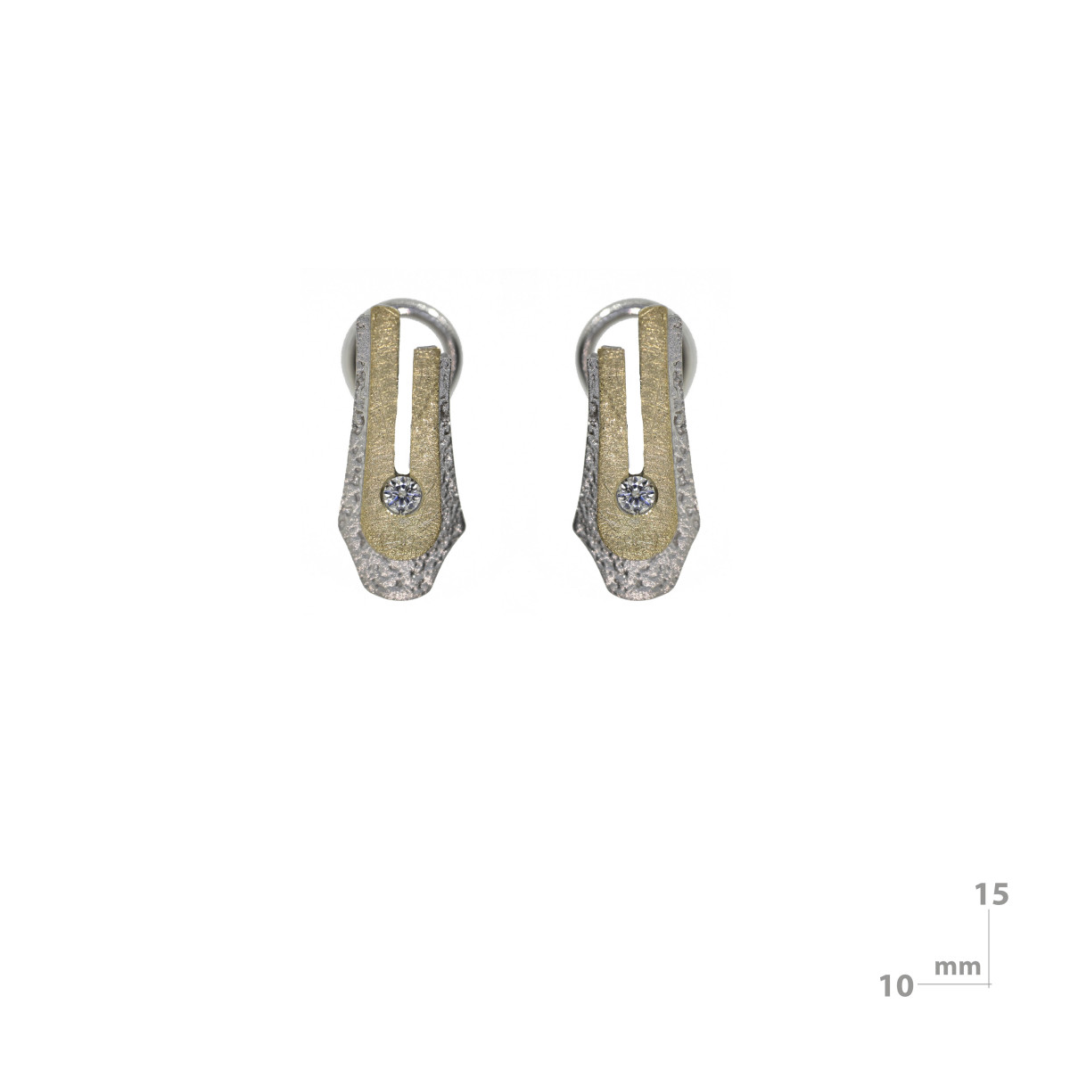 Pendientes de plata, oro y brillantes