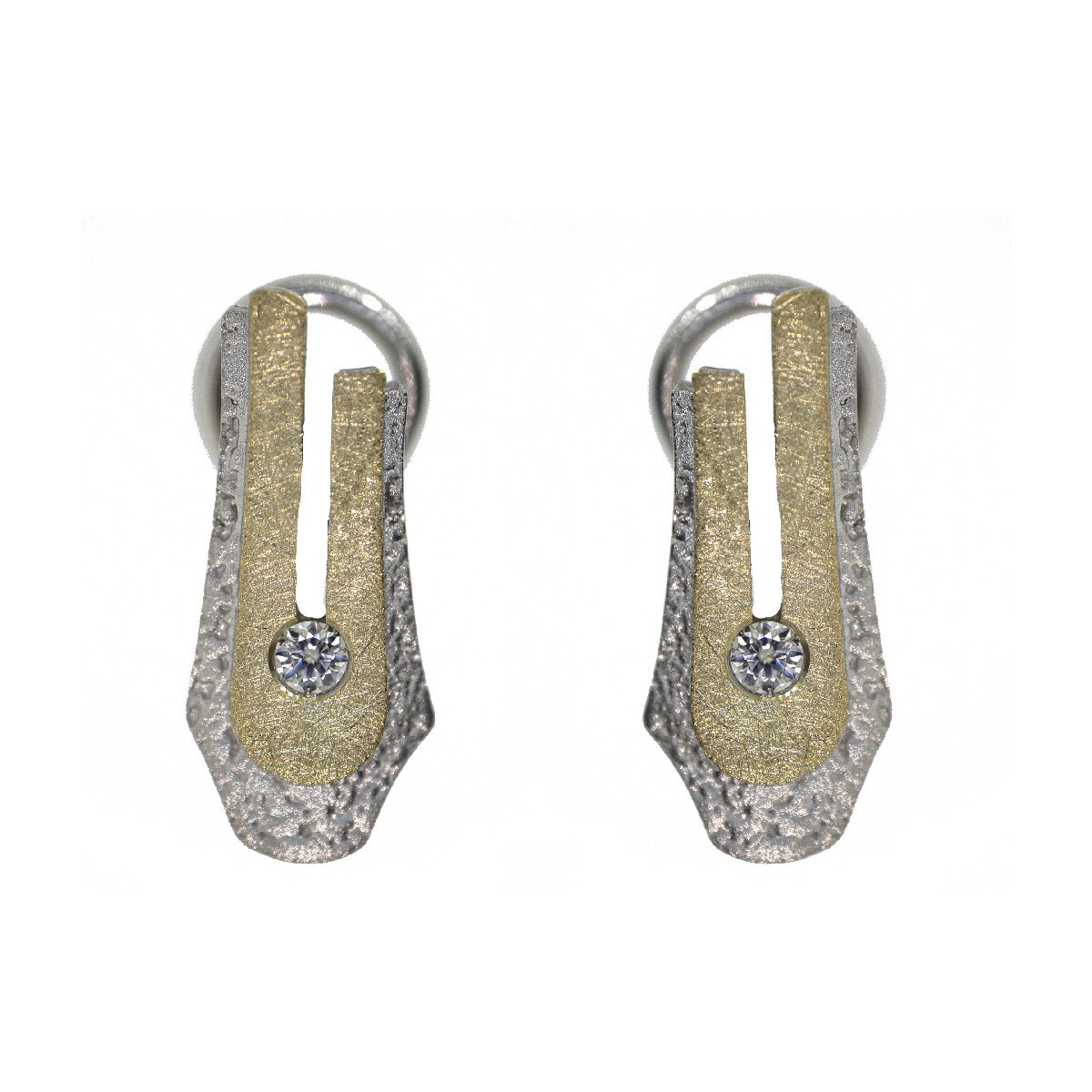 Pendientes de plata, oro y brillantes