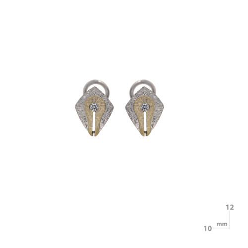 Pendientes de plata, oro y brillante