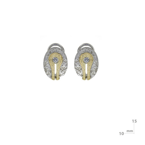 Pendientes de plata, oro y brillantes