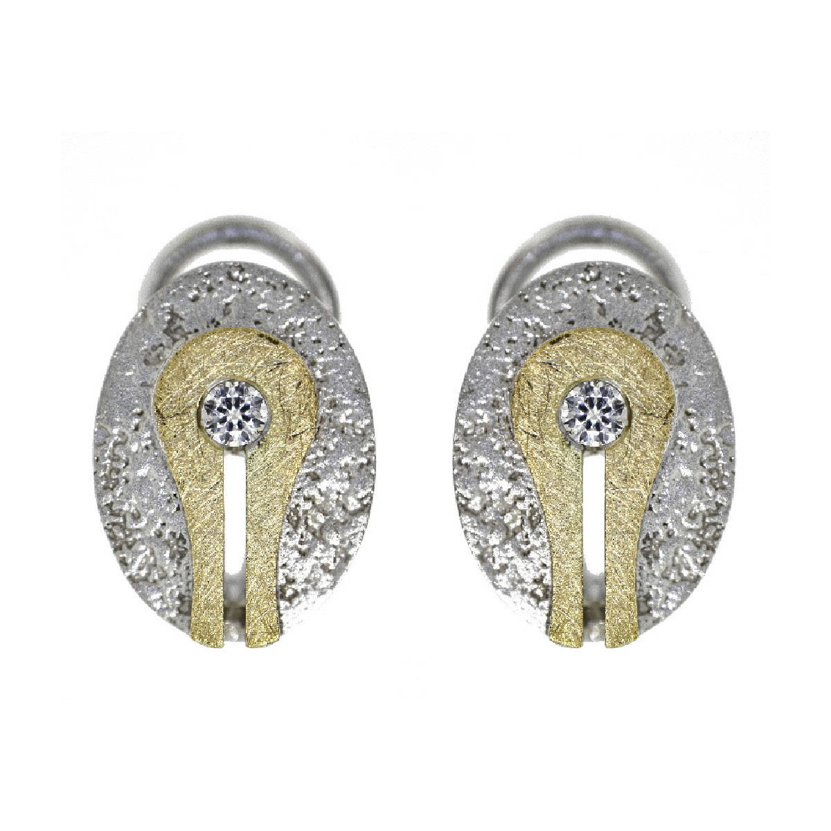 Pendientes de plata, oro y brillantes