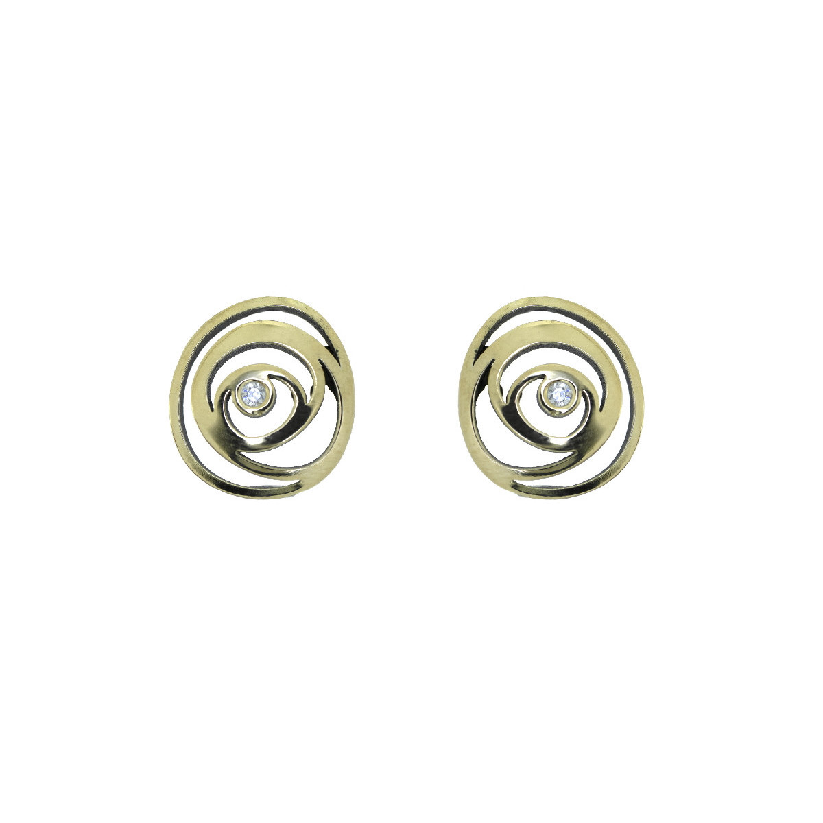 Pendientes de plata, oro y brillante