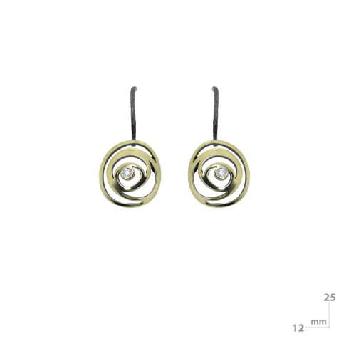 Pendientes de plata, oro y brillante