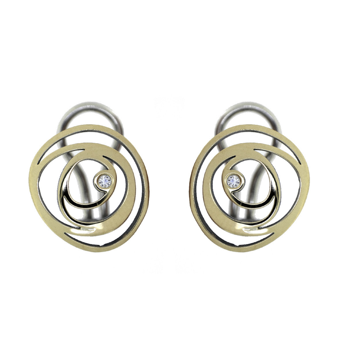 Silver, gold and brilliant earrings