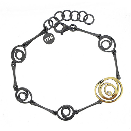 Pulsera de plata, oro y brillante