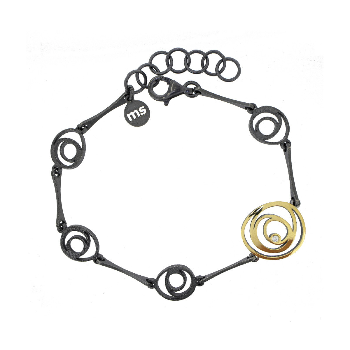 Pulsera de plata, oro y brillante