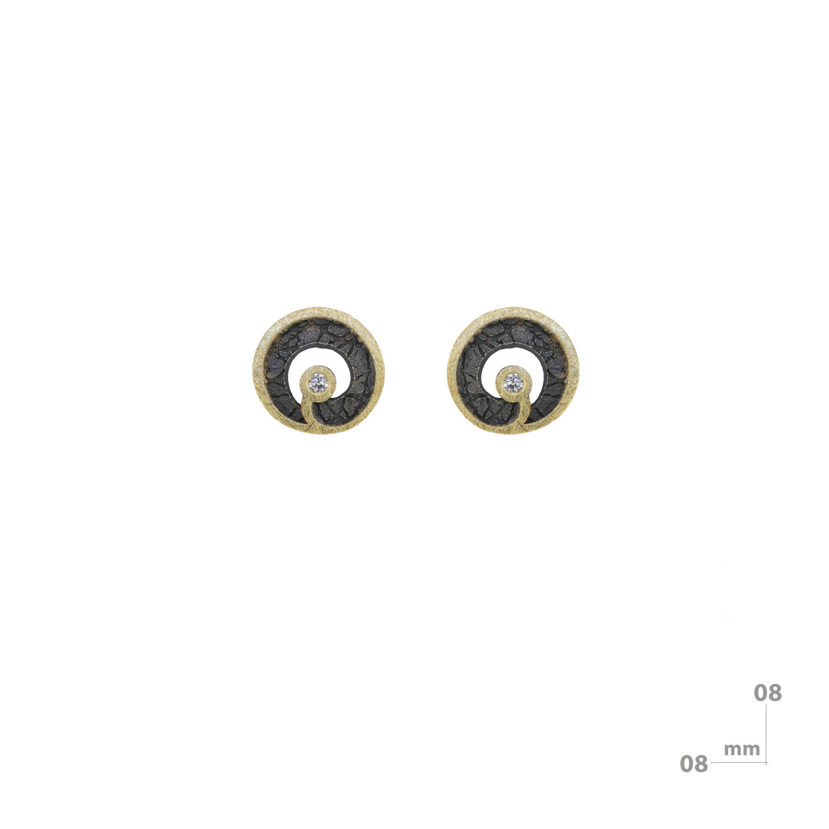 Pendientes de plata, oro y brillantes