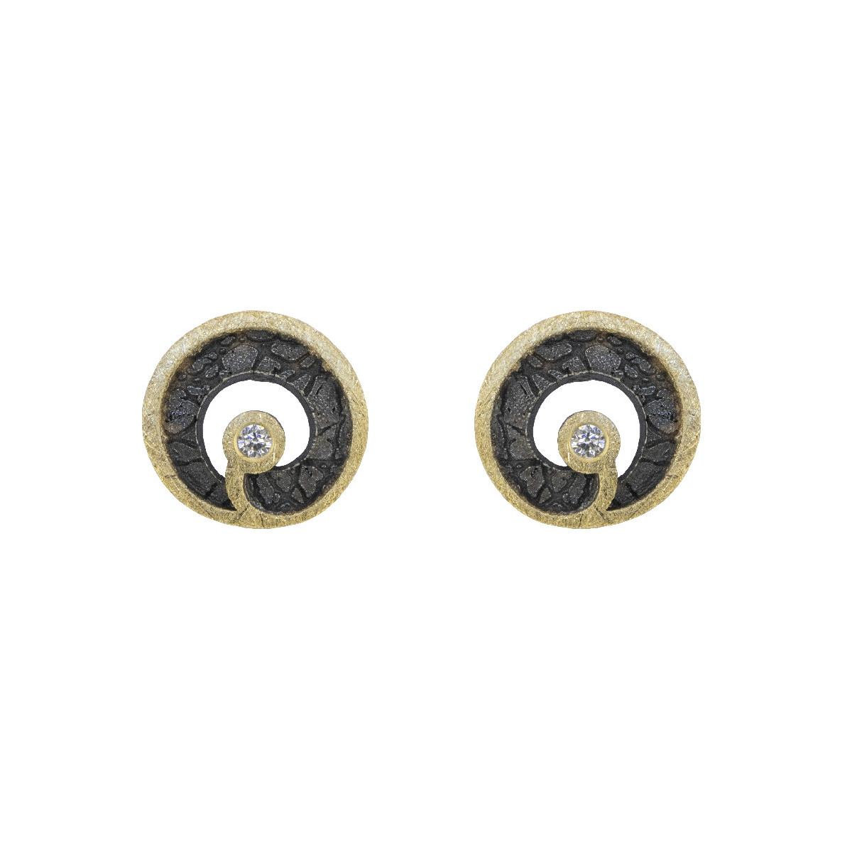 Pendientes de plata, oro y brillantes