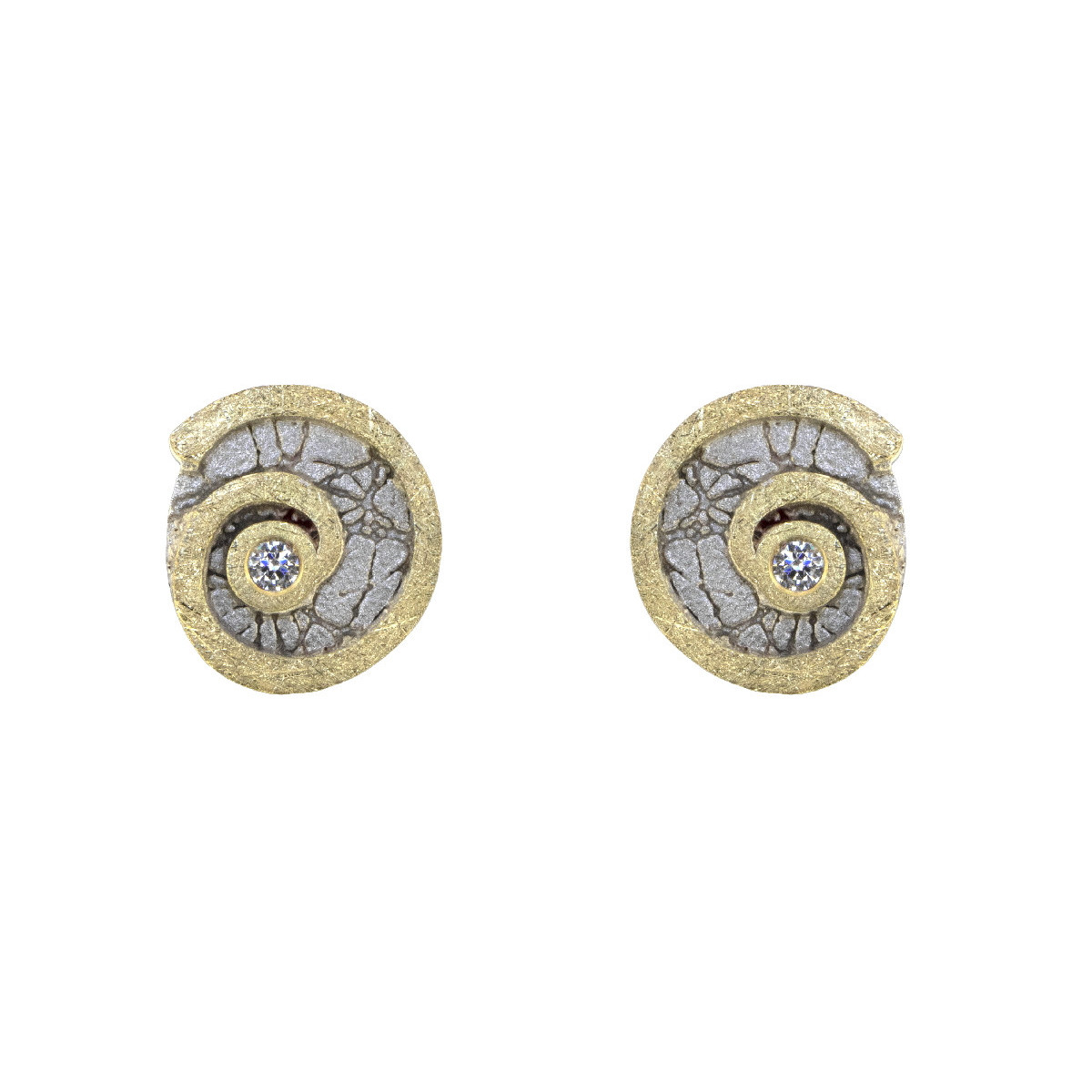 Pendientes de plata, oro y brillantes