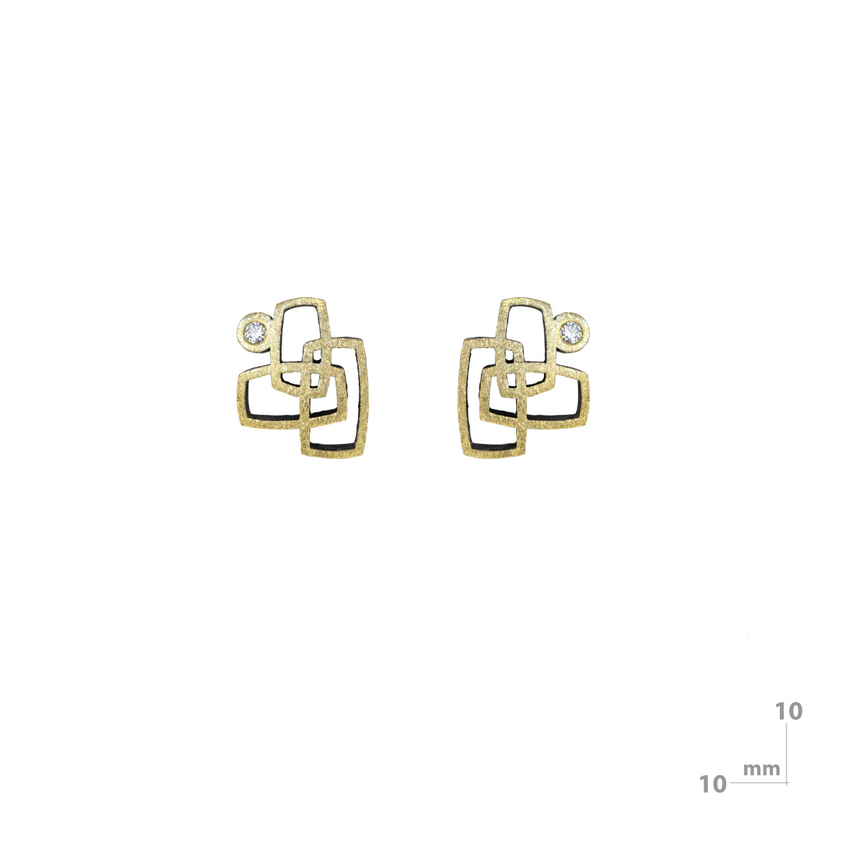 Pendientes de plata, oro y brillantes