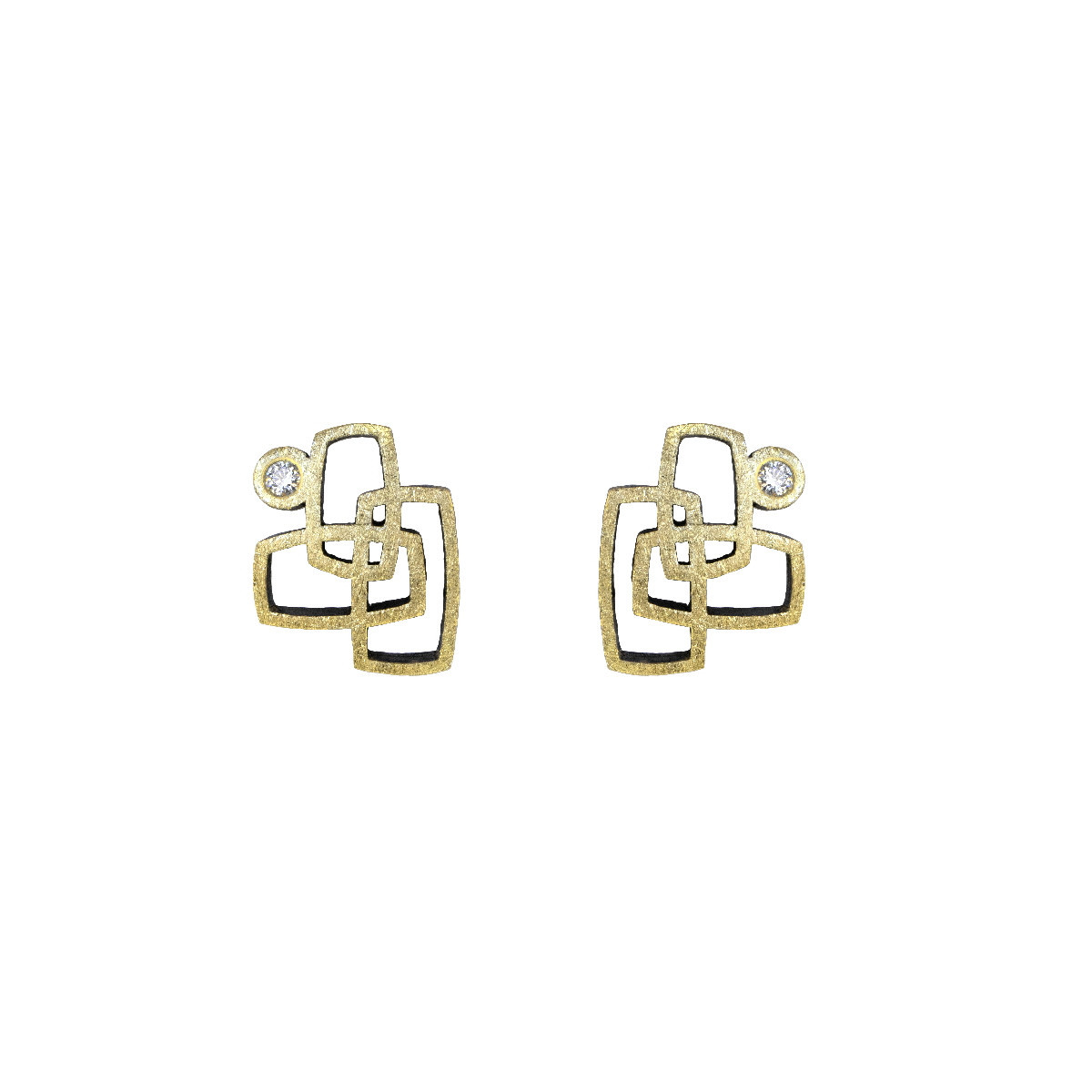 Pendientes de plata, oro y brillantes